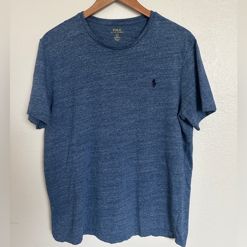 Polo Ralph Lauren Custom Fit Tee Blue Heather Short Sleeve T-Shirt Men’s Large